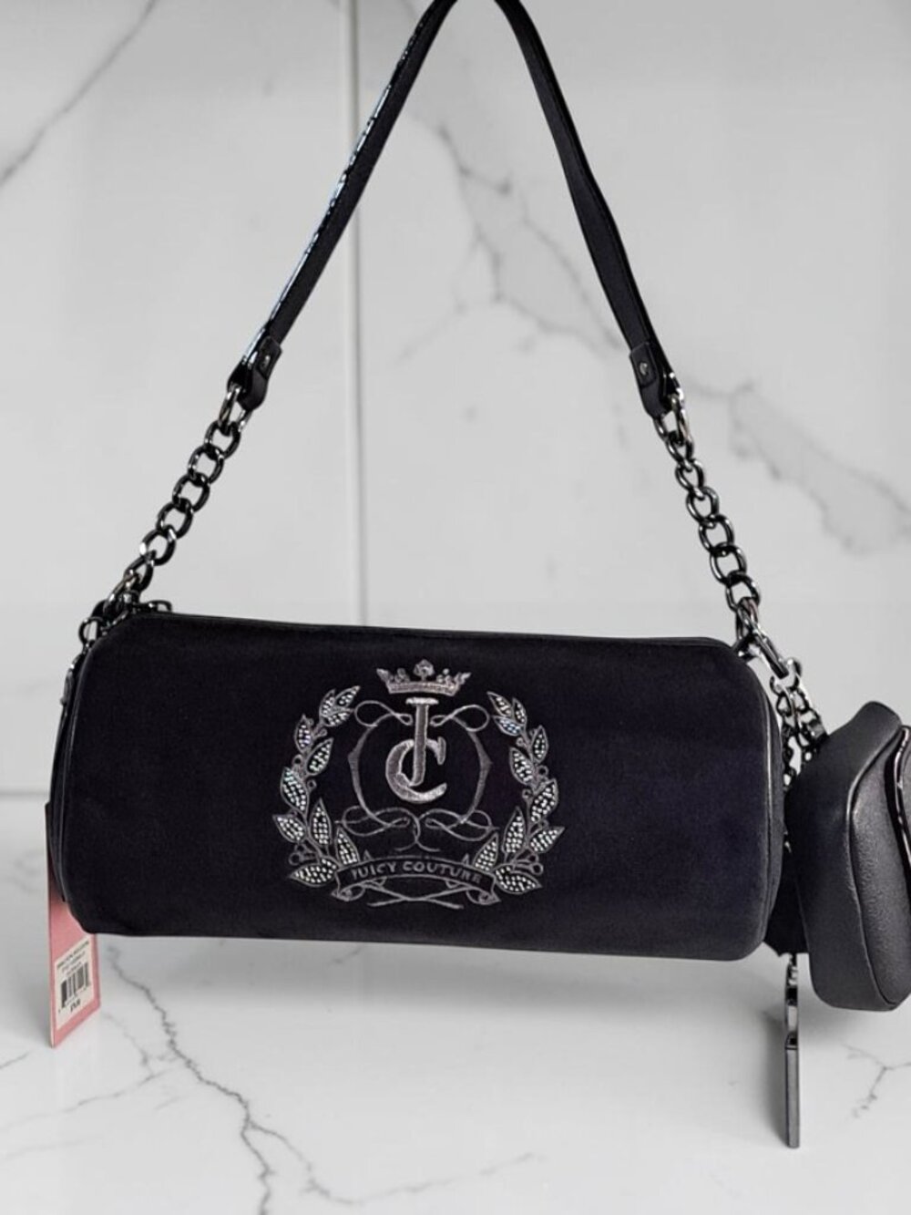Juicy Couture Black Sparkle Shoulder Bag W/Coin Pouch NWT